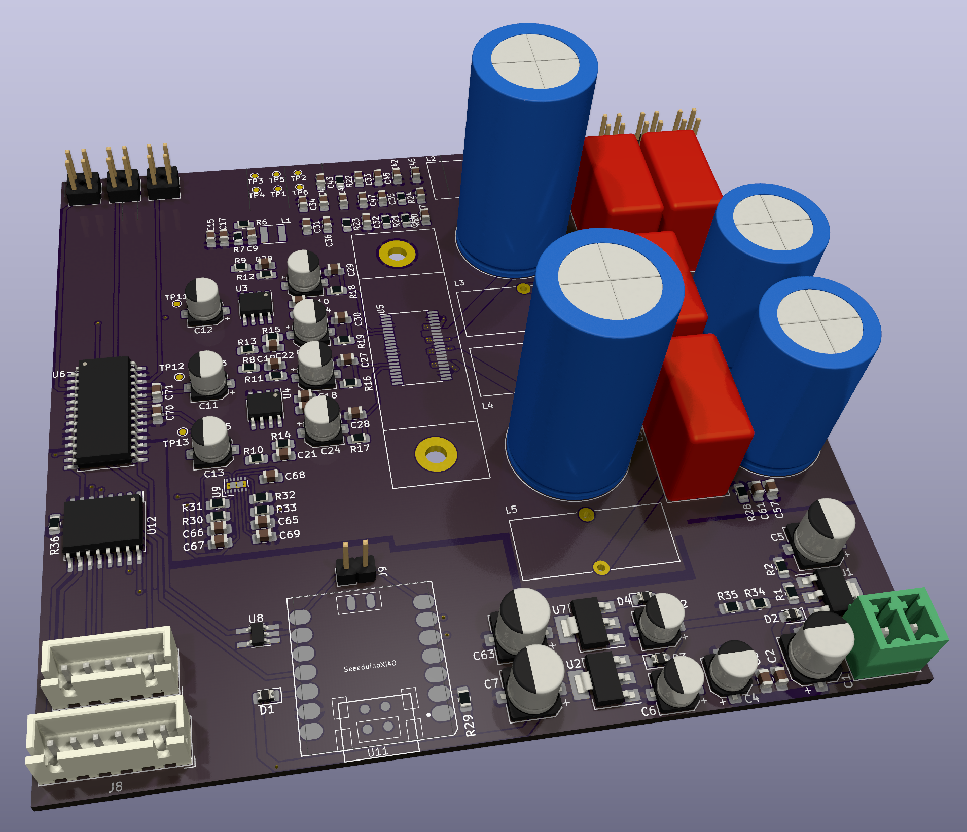 Render of an amplifier PCBA
